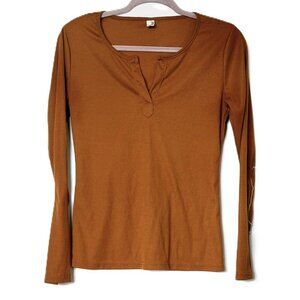 Long Sleeve Light Brown Women's Tee Shirt Size Medium